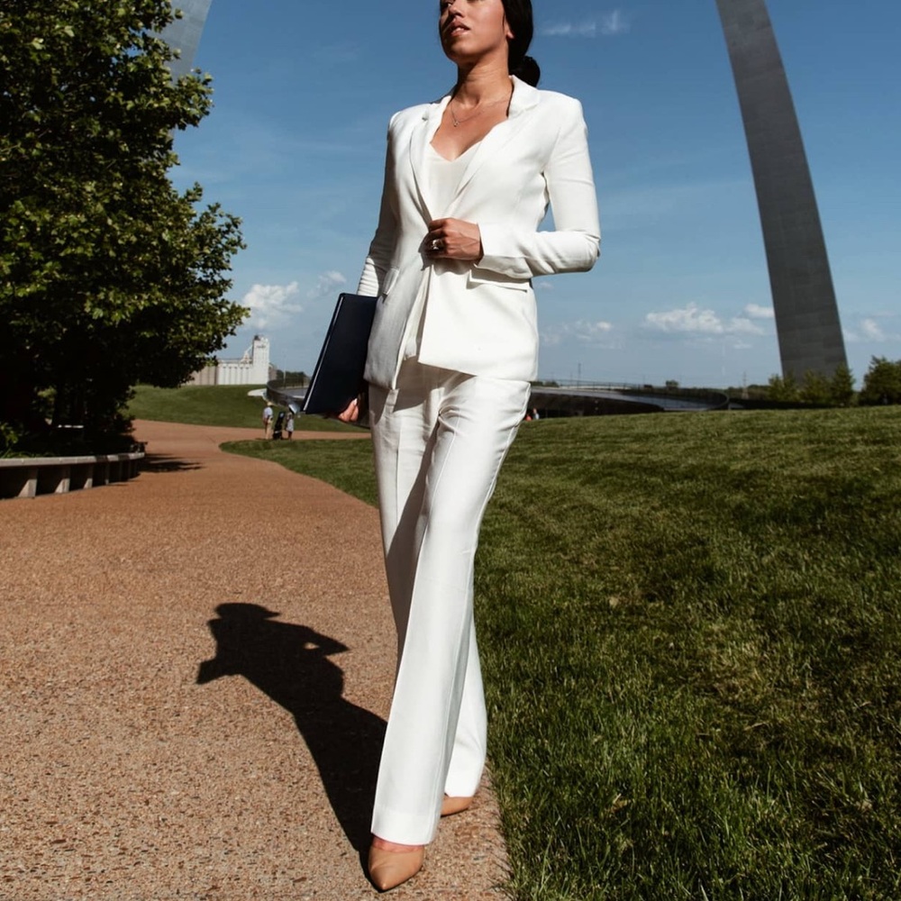 Fashion Union White Women's Blazer/Pantsuit Set